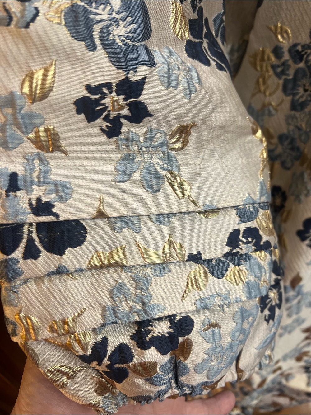 Lovelo Cream Mini Dress with Blue Floral Print and Puff Sleeves - Picture 4 of 14